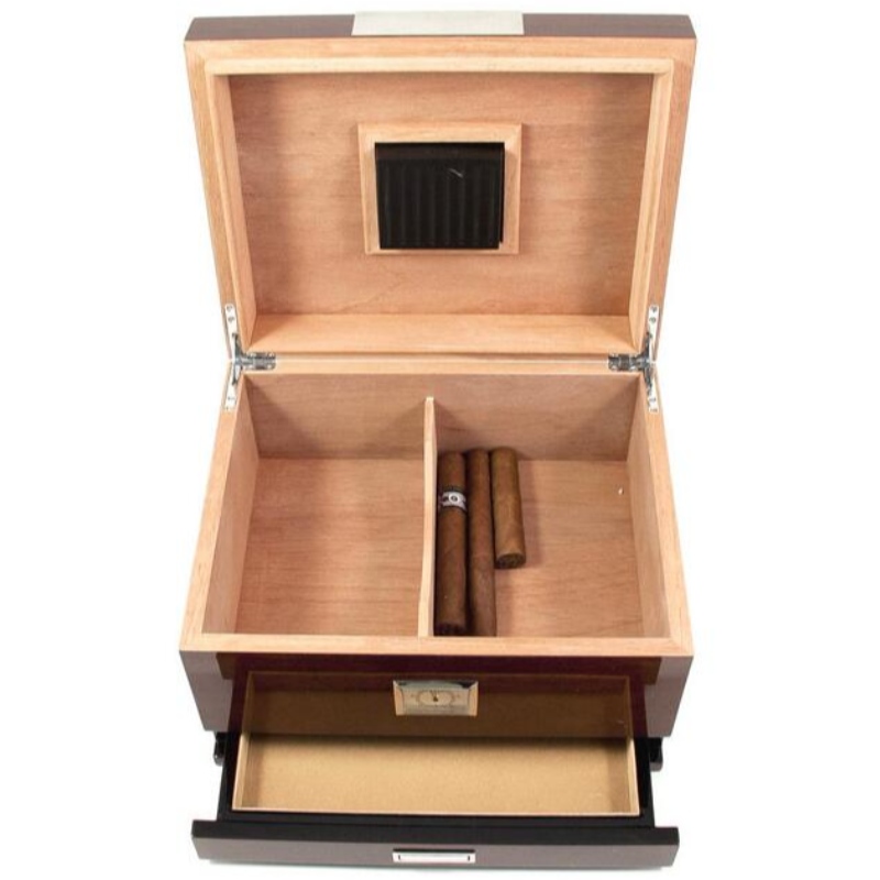 Humidor de nuez de cigarro con cajón